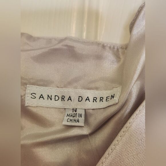 Sandra Darren 14 Cream LINEN Blend Lined Zipper Pleated Women Knee Length Dress - Picture 6 of 8